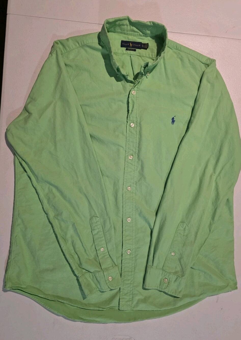 Polo Ralph Lauren Mens XL Classic Fit Green Button Down Shirt Blue Pony
